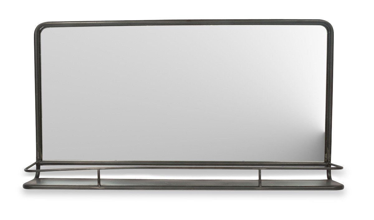 Horizontal Rectangular Metal Mirror with Shelf-abc