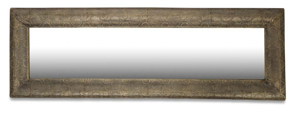 Free Standing Filigree Metal Floor Mirror with Support Frame at the Back-abc