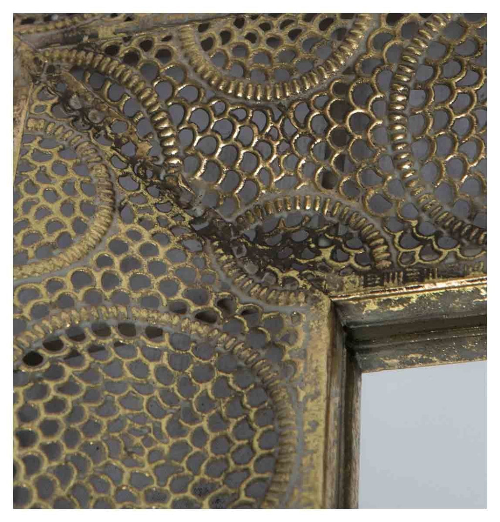 Free Standing Filigree Metal Floor Mirror with Support Frame at the Back-abc