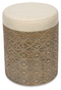 Filigree Round Metal Stool with Cushion-abc