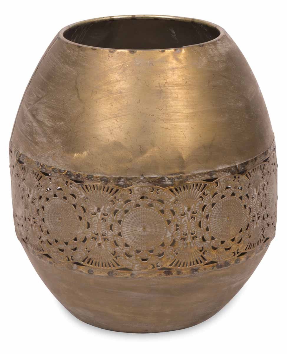 Filigree Metal Candle Holder with Glass Insert Large-abc