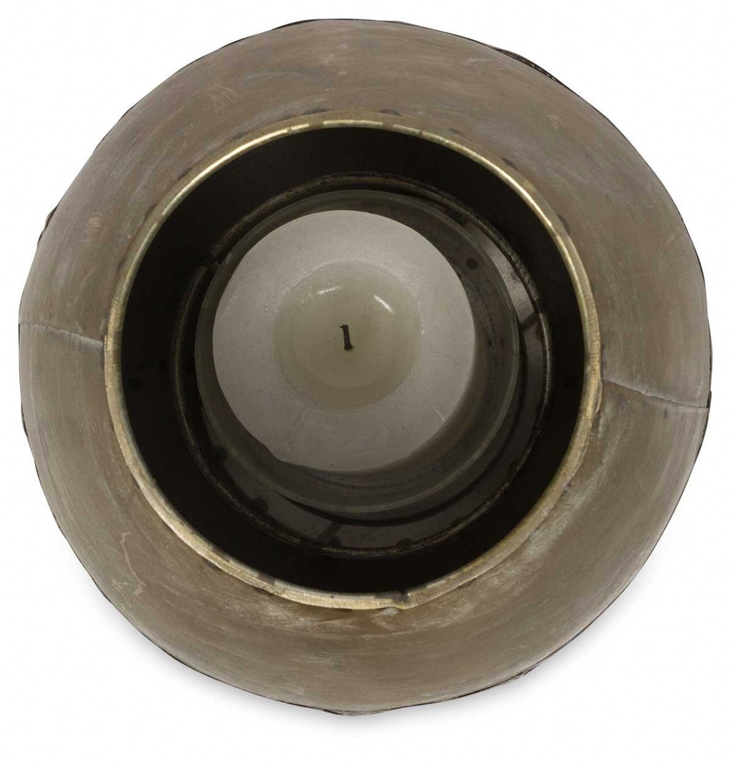 Filigree Metal Candle Holder with Glass Insert Large-abc