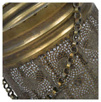 Filigree Metal Hurricane Lamp with Chain Handle and Glass Insert Small-abc