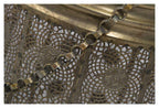 Filigree Metal Hurricane Lamp with Chain Handle and Glass Insert Small-abc