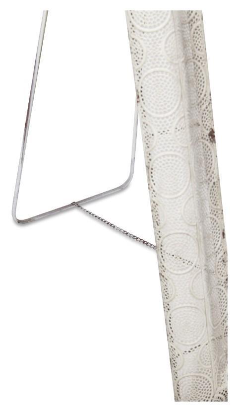 Free Standing Filigree Metal Floor Mirror with Support Frame at the Back - Antique White-abc