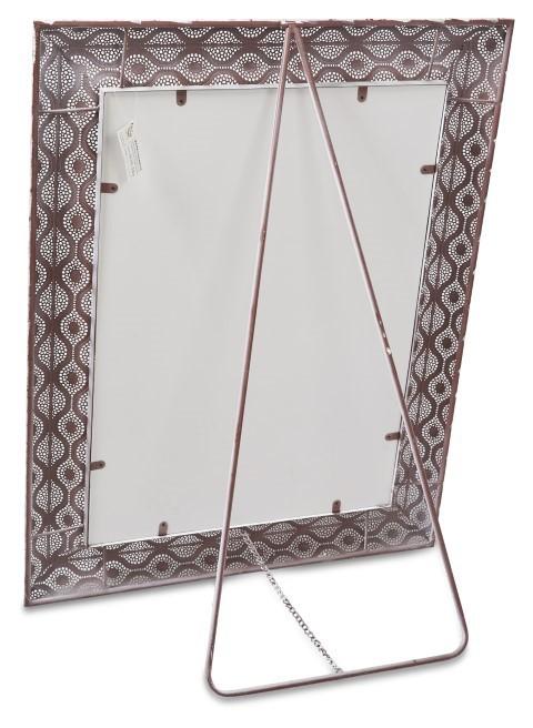 Filigree Metal Rectangular Wall Mirror - Antique White-abc