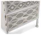 Filigree 2 Drawer Metal Bedside Table - Antique White-abc