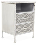 Filigree 2 Drawer Metal Bedside Table - Antique White-abc