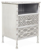 Filigree 2 Drawer Metal Bedside Table - Antique White-abc