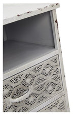 Filigree 2 Drawer Metal Bedside Table - Antique White-abc