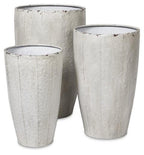 Set of 3 Metal Planter Pots - Antique White-abc
