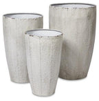 Set of 3 Metal Planter Pots - Antique White-abc
