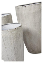 Set of 3 Metal Planter Pots - Antique White-abc
