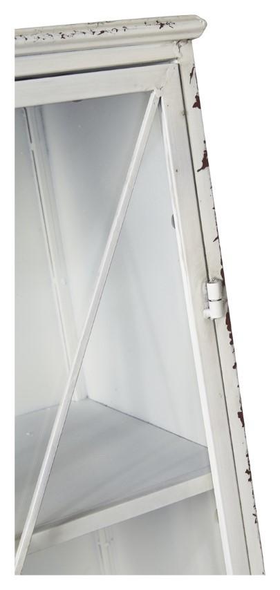 Metal Bookcase with 2 Glass Doors and 3 Internal Metal Shelves - Antique White-abc