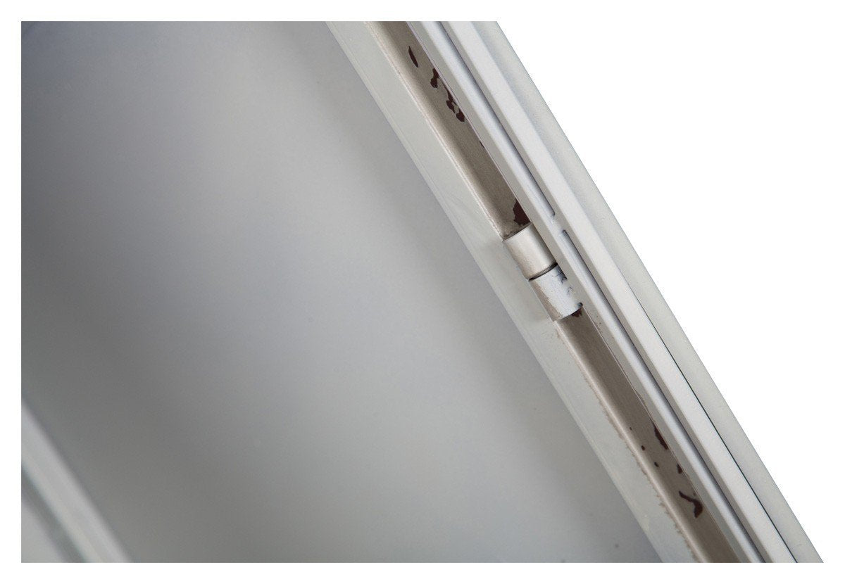 Metal Bookcase with Single Glass Door and 3 Internal Metal Shelves - Antique White-abc