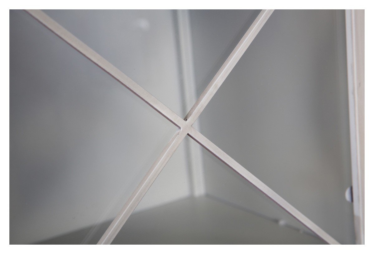 Metal Bookcase with Single Glass Door and 3 Internal Metal Shelves - Antique White-abc