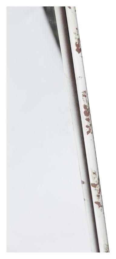 Vertical Rectangular Metal Mirror with Shelf - Antique White-abc