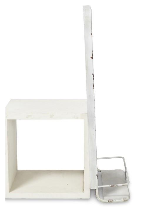 Vertical Rectangular Metal Mirror with Shelf - Antique White-abc