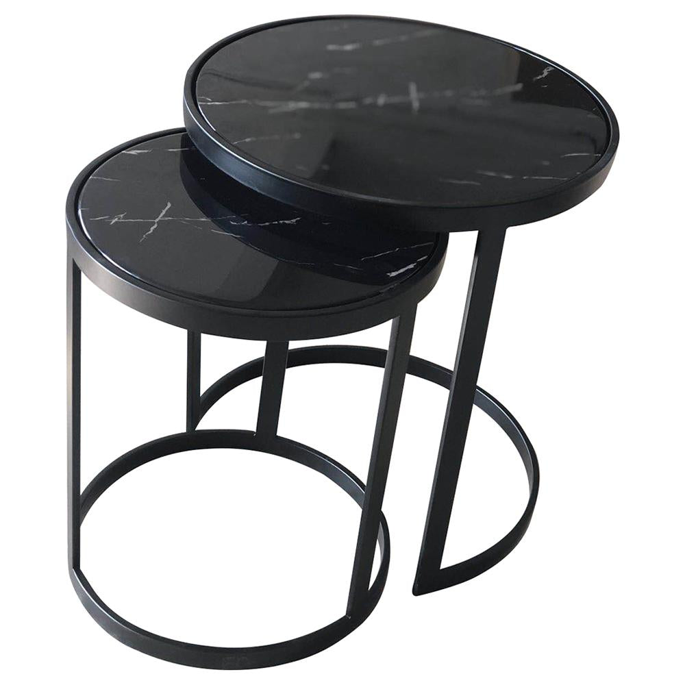 Glory Side Table Set Black Marble-abc