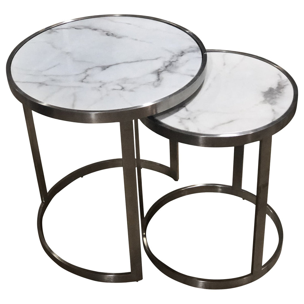 Sterling Side Table Set White Marble-abc