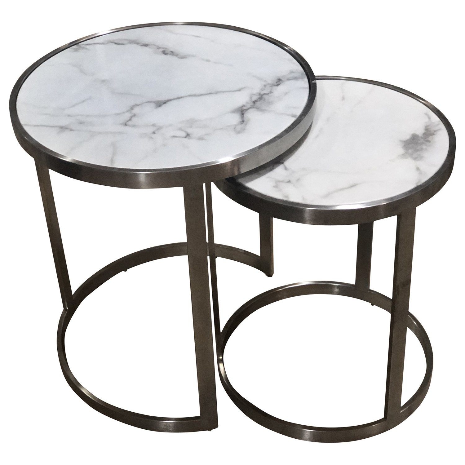 Sterling Side Table Set White Marble-abc