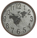 Beaten Metal World Map Clock 60cm - Silver-abc