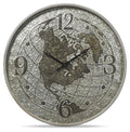 World Globe Metal Clock 80cm - Silver-abc