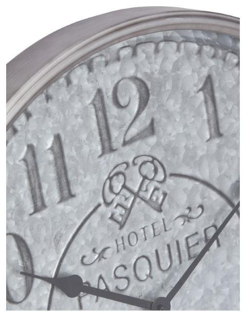 Hotel Pasquier Metal Clock 60cm - Silver-abc