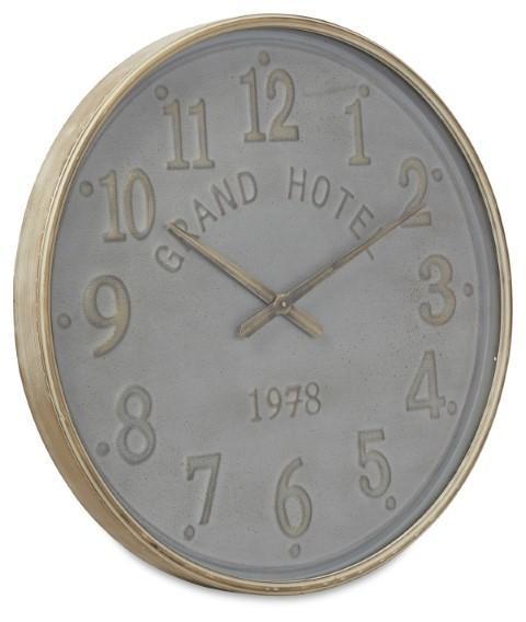 Wooden Paris Wall Clock 72cm - Antique Light Grey/Gold-abc