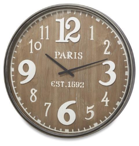 Wooden Paris Wall Clock 60cm - Antique Brown - 60x6x60cm-abc
