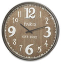 Wooden Paris Wall Clock 60cm - Antique Brown - 60x6x60cm-abc