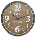 Wooden Paris Wall Clock 60cm - Antique Brown - 60x6x60cm-abc