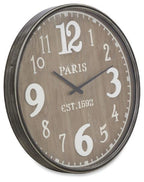 Wooden Paris Wall Clock 60cm - Antique Brown - 60x6x60cm-abc