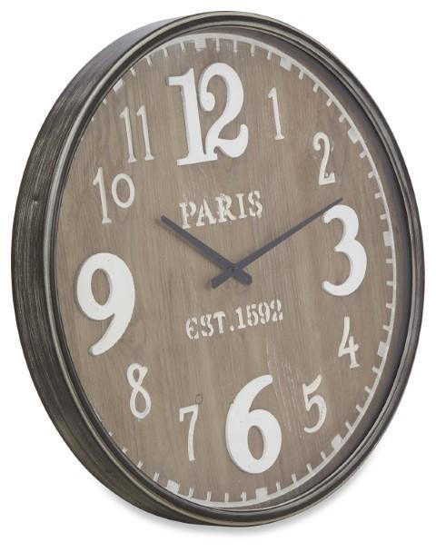Wooden Paris Wall Clock 60cm - Antique Brown - 60x6x60cm-abc
