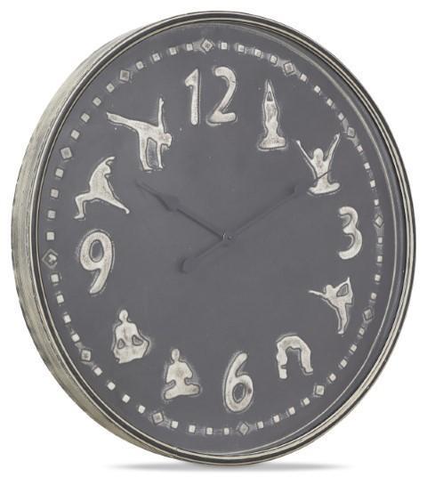 Yoga Central Metal Wall Clock 72cm - Antique Dark Grey-abc
