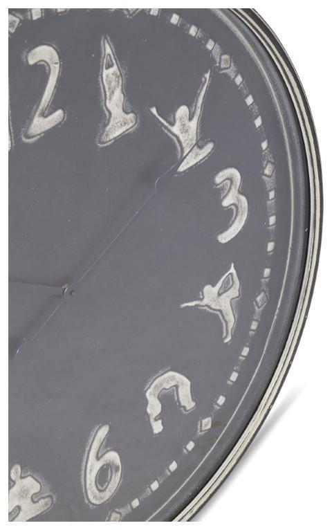 Yoga Central Metal Wall Clock 72cm - Antique Dark Grey-abc