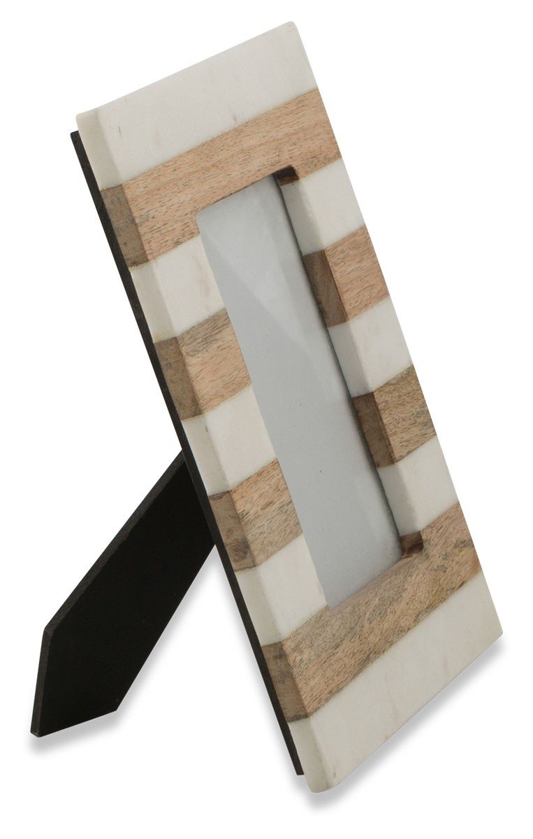 Striped Wood and Marble Picture Frame-abc