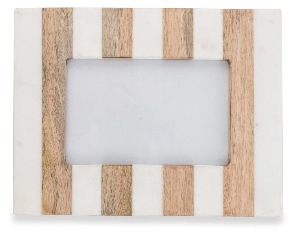 Striped Wood and Marble Picture Frame-abc