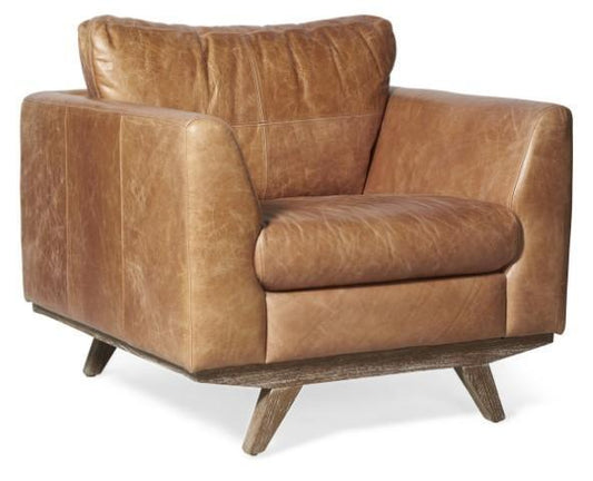 Milan Leather Armchair - Tan - 90x90x82cm - 26.4kg-abc