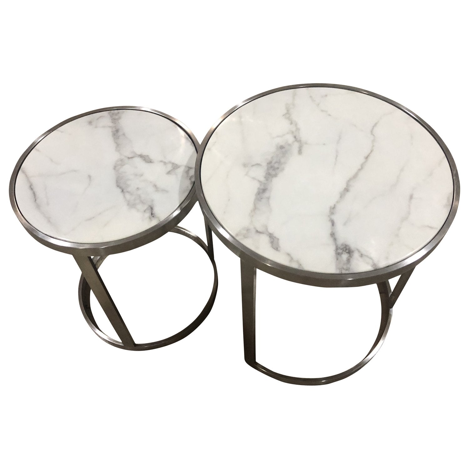 Sterling Side Table Set White Marble-abc