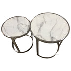 Sterling Side Table Set White Marble-abc