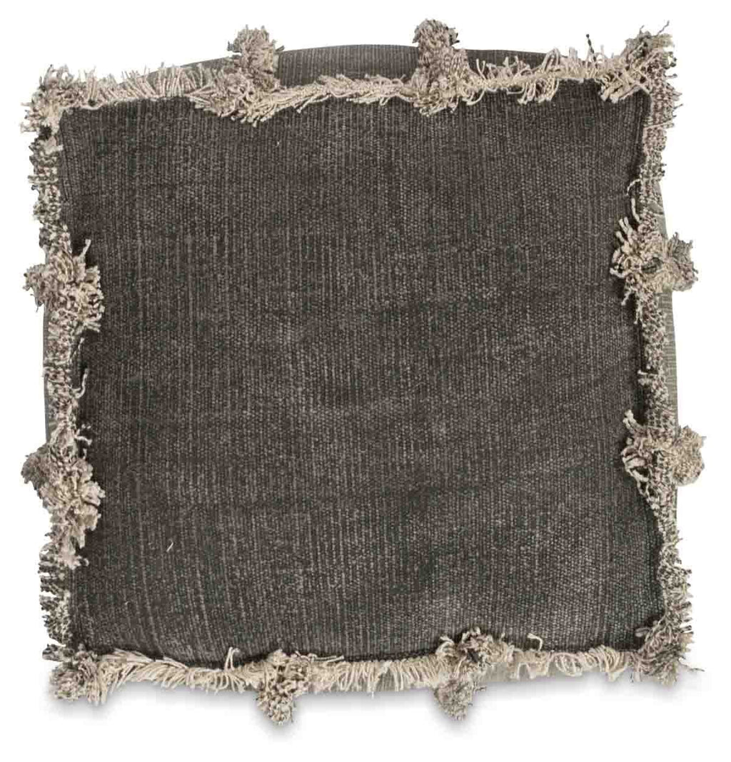 Kitson Square Hand Woven Stone Wash Cotton Ottoman with Thermocol Bean Filler-abc