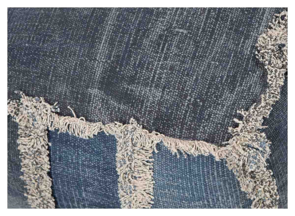 Kitson Square Hand Woven Stone Wash Cotton Ottoman with Thermocol Bean Filler-abc