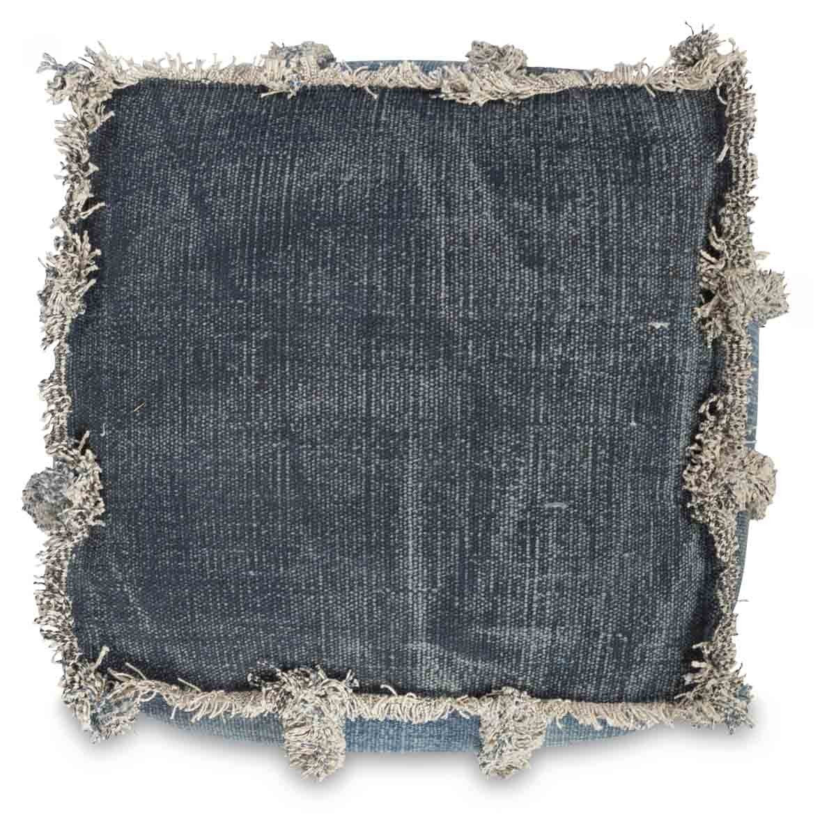 Kitson Square Hand Woven Stone Wash Cotton Ottoman with Thermocol Bean Filler-abc