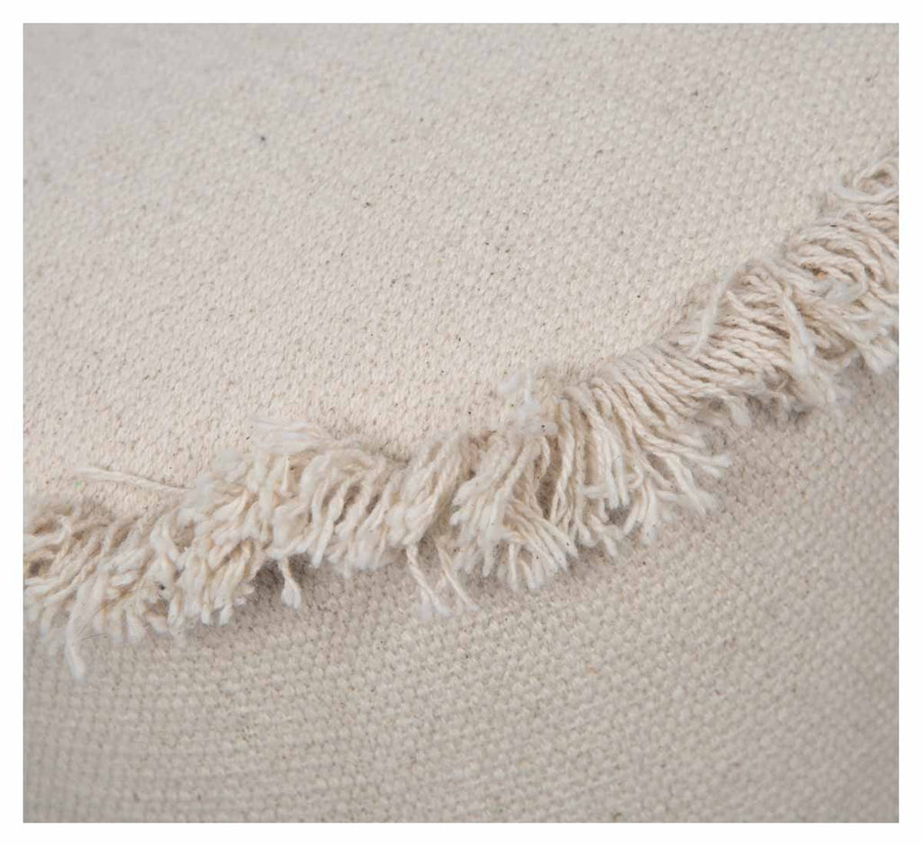 Kitson Round Hand Woven Stone Wash Cotton Stool with Wooden Legs-abc