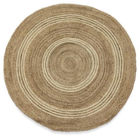 Round Inner Ring Jute Rug 150cm - Natural-abc