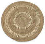 Round Inner Ring Jute Rug 150cm - Natural-abc