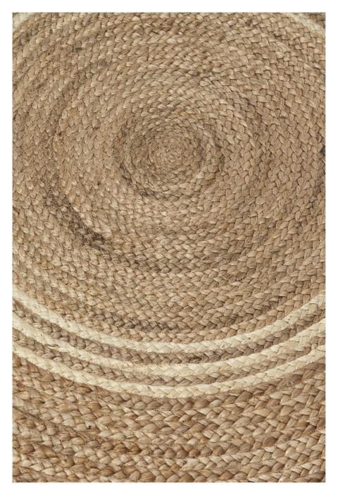 Round Inner Ring Jute Rug 150cm - Natural-abc
