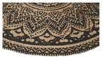 Round Henna Printed Jute Rug 150cm - Natural/Black-abc