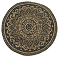 Round Henna Printed Jute Rug 200cm - Natural/Black-abc